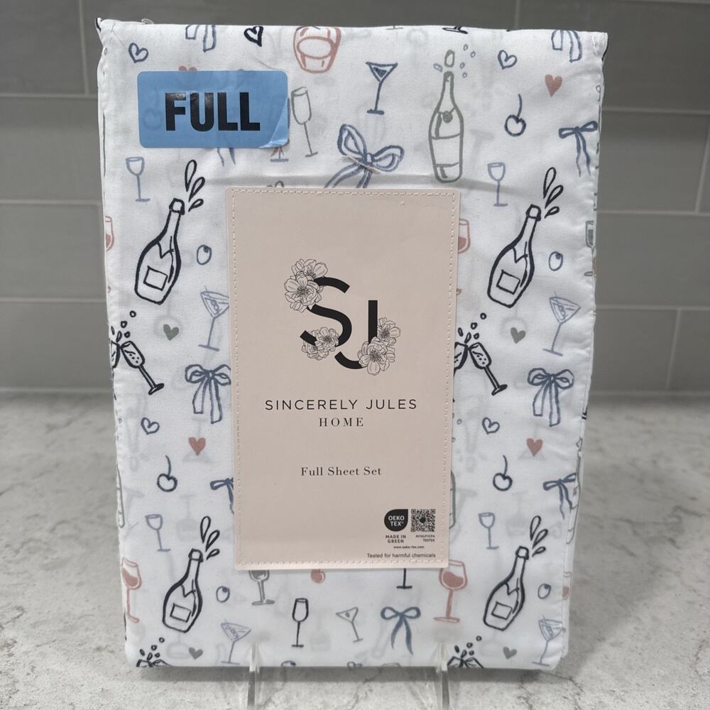 SINCERELY JULES “Celebration” Full Sheet Set Sheets Super Soft Wedding New Years
